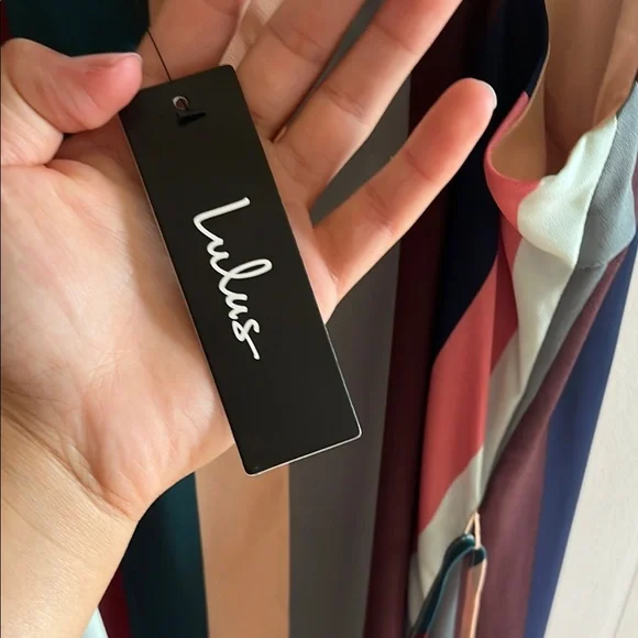 LULUS Erin Muave Multi stripe belted midi slip dress - Picture 7 of 9